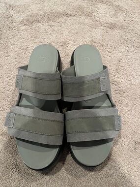 UGG Gray Dual-Strap Slide Sandals